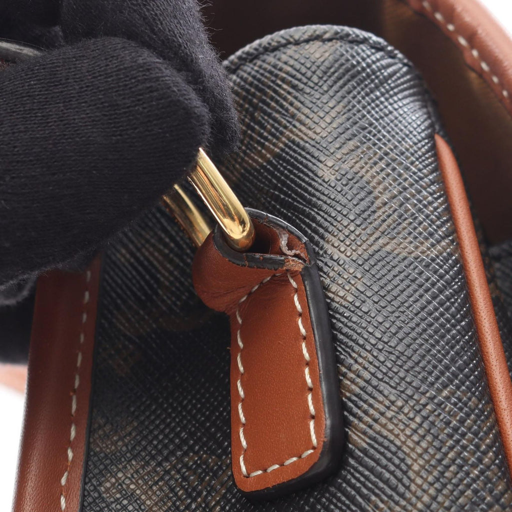 Celine Shoulder Bag Triomphe Dark Brown Canvas Leather — view 8
