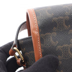 Celine Shoulder Bag Triomphe Dark Brown Canvas Leather — view 5