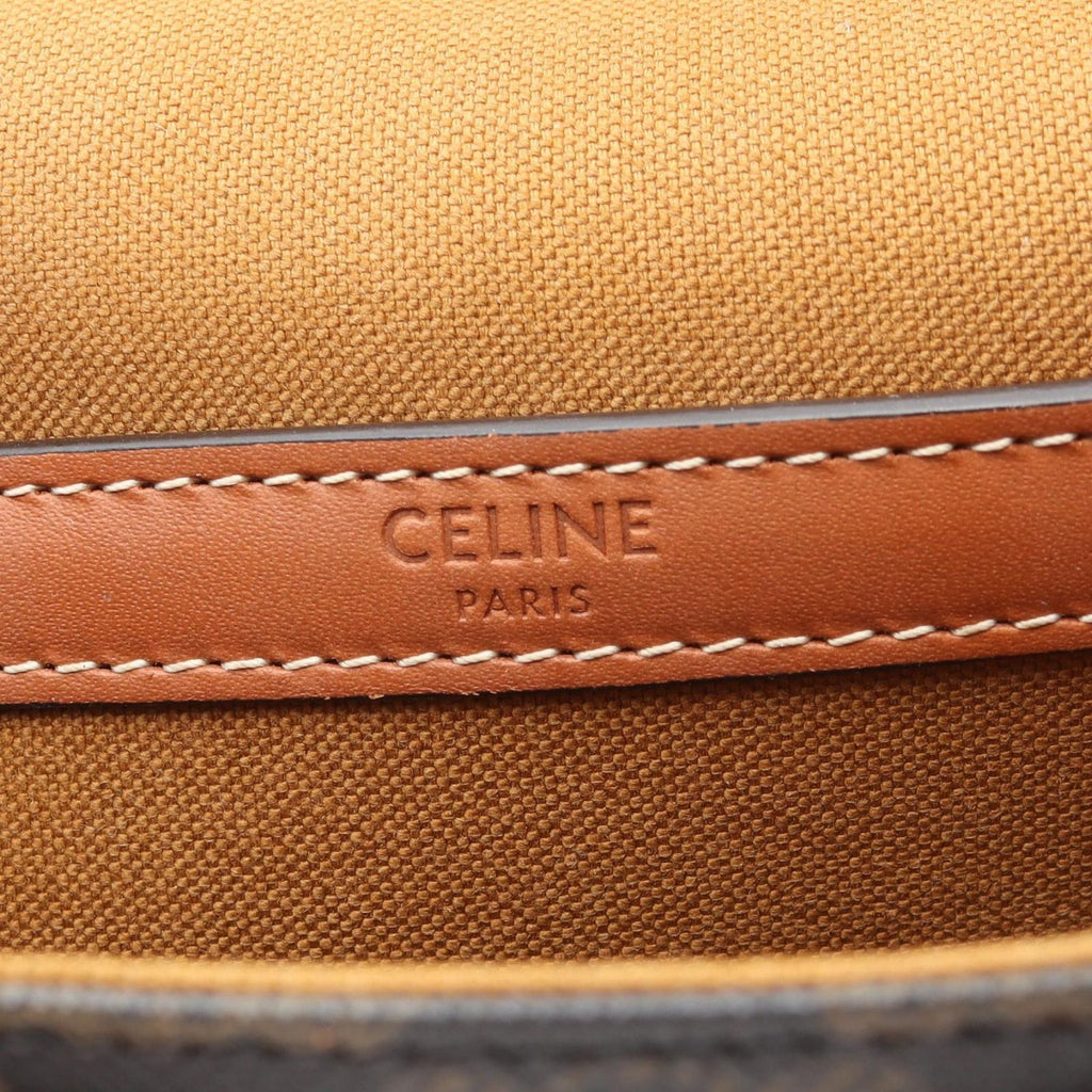 Celine Shoulder Bag Triomphe Dark Brown Canvas Leather — view 4
