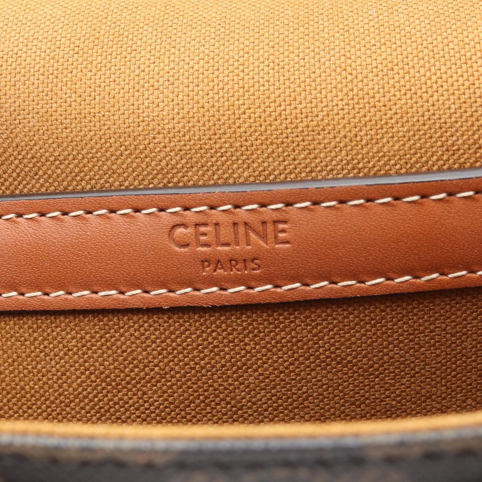 Celine Shoulder Bag Triomphe Dark Brown Canvas Leather — view 4