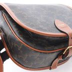 Celine Shoulder Bag Triomphe Dark Brown Canvas Leather — view 7