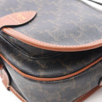 Celine Shoulder Bag Triomphe Dark Brown Canvas Leather — view 6