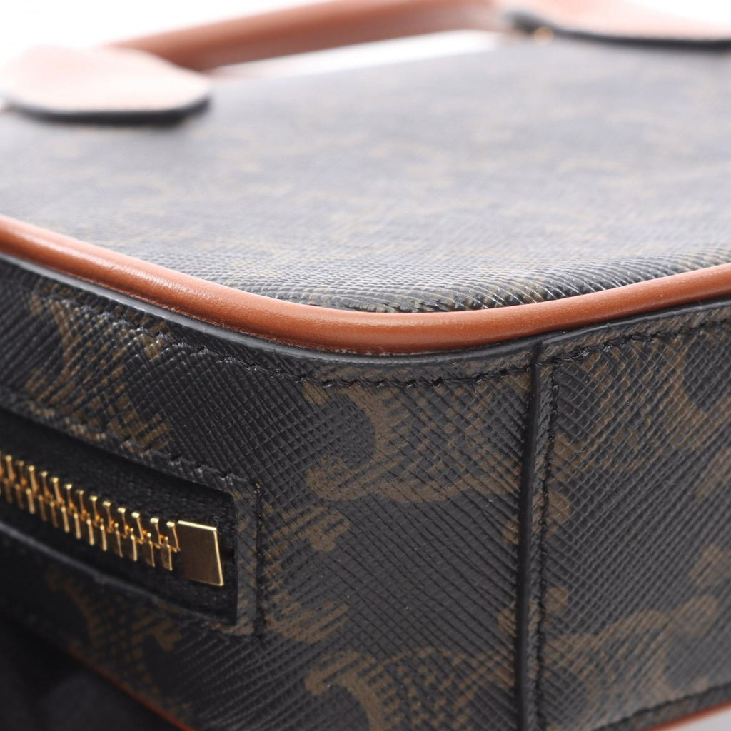 Celine Handbag Triomphe 2-Way Dark Brown Canvas Leather — view 5