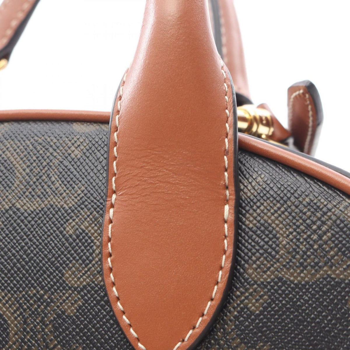 Celine Handbag Triomphe 2-Way Dark Brown Canvas Leather — view 6