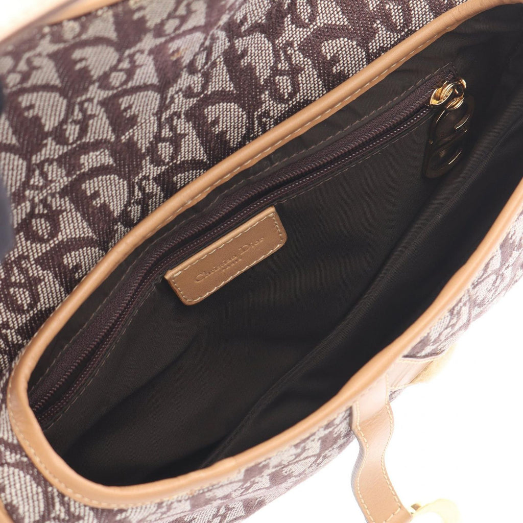 Dior Handbag Saddle Trotter Brown Canvas Leather Bag — view 3