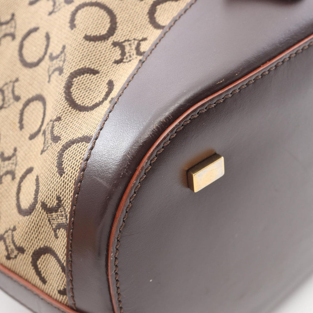 Celine Shoulder Bag Macadam Beige Canvas Leather — view 6