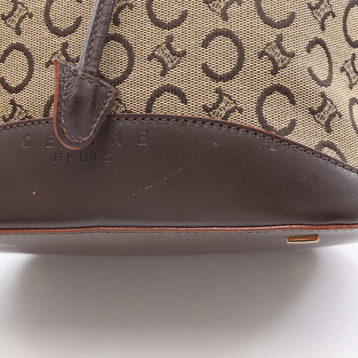 Celine Shoulder Bag Macadam Beige Canvas Leather — view 7