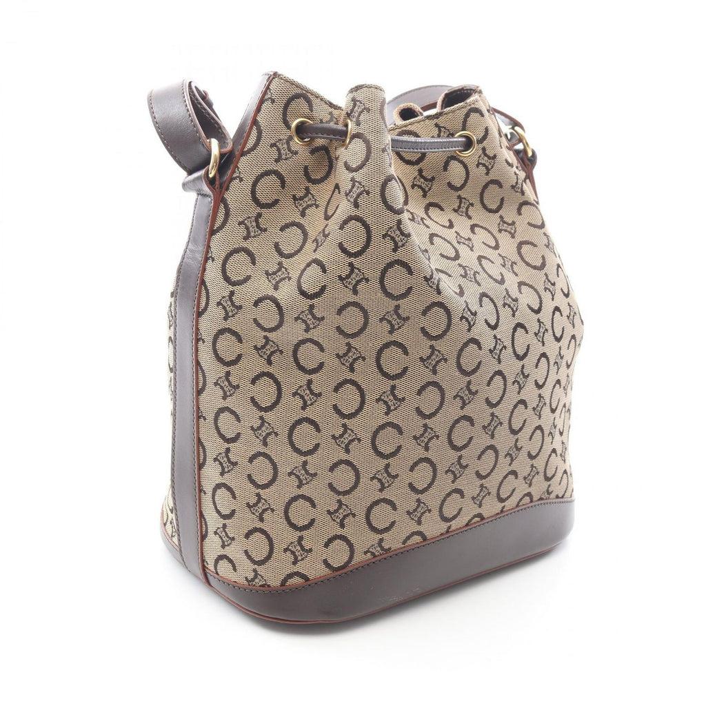 Celine Shoulder Bag Macadam Beige Canvas Leather — view 2
