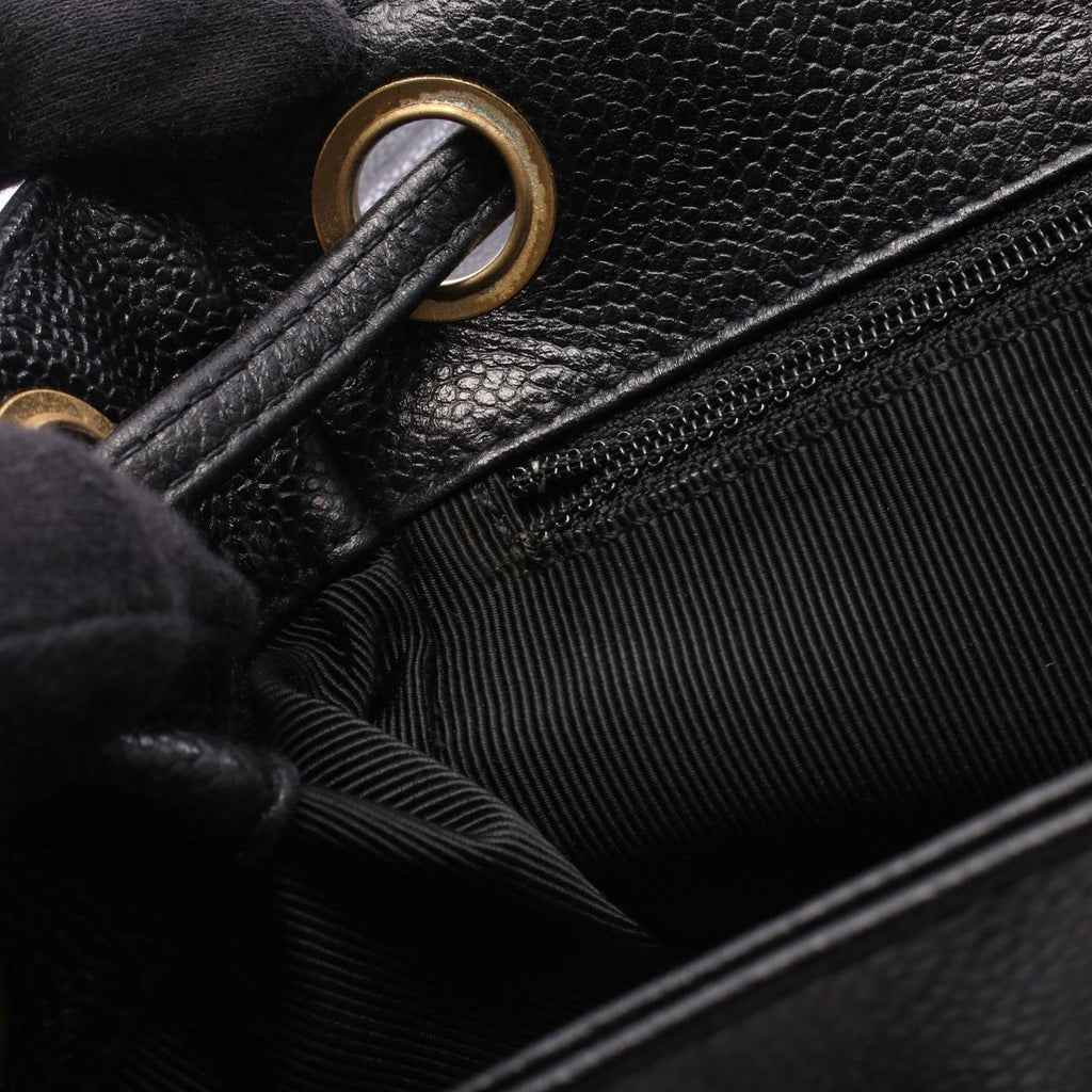 Chanel Backpack Triple CC Logo Black Caviar Leather Coco — view 6