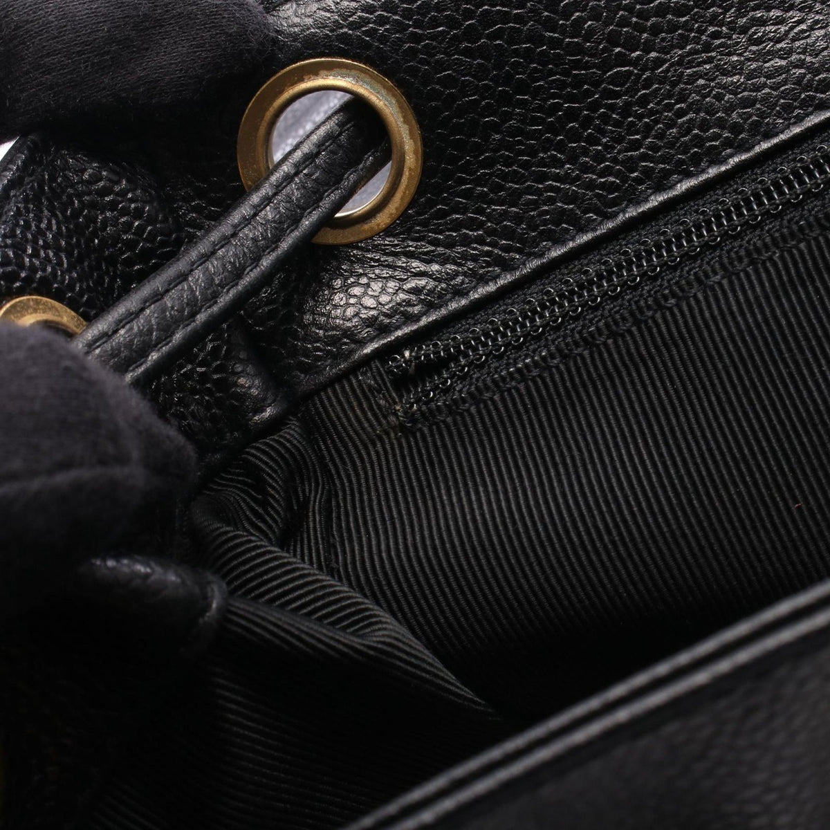 Chanel Backpack Triple CC Logo Black Caviar Leather Coco — view 6