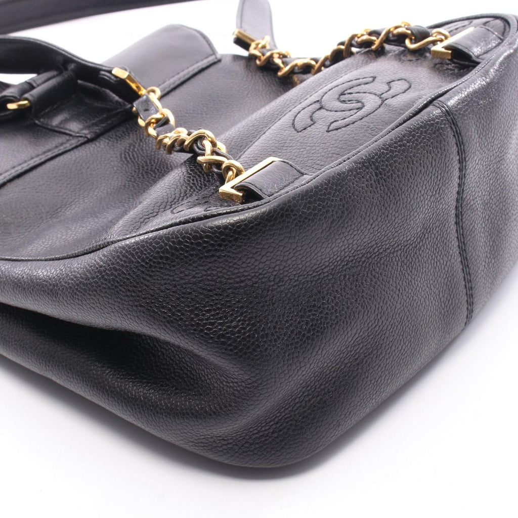 Chanel Backpack Triple CC Logo Black Caviar Leather Coco — view 9