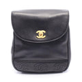 Chanel Backpack Triple CC Logo Black Caviar Leather Coco