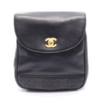 Chanel Backpack Triple CC Logo Black Caviar Leather Coco