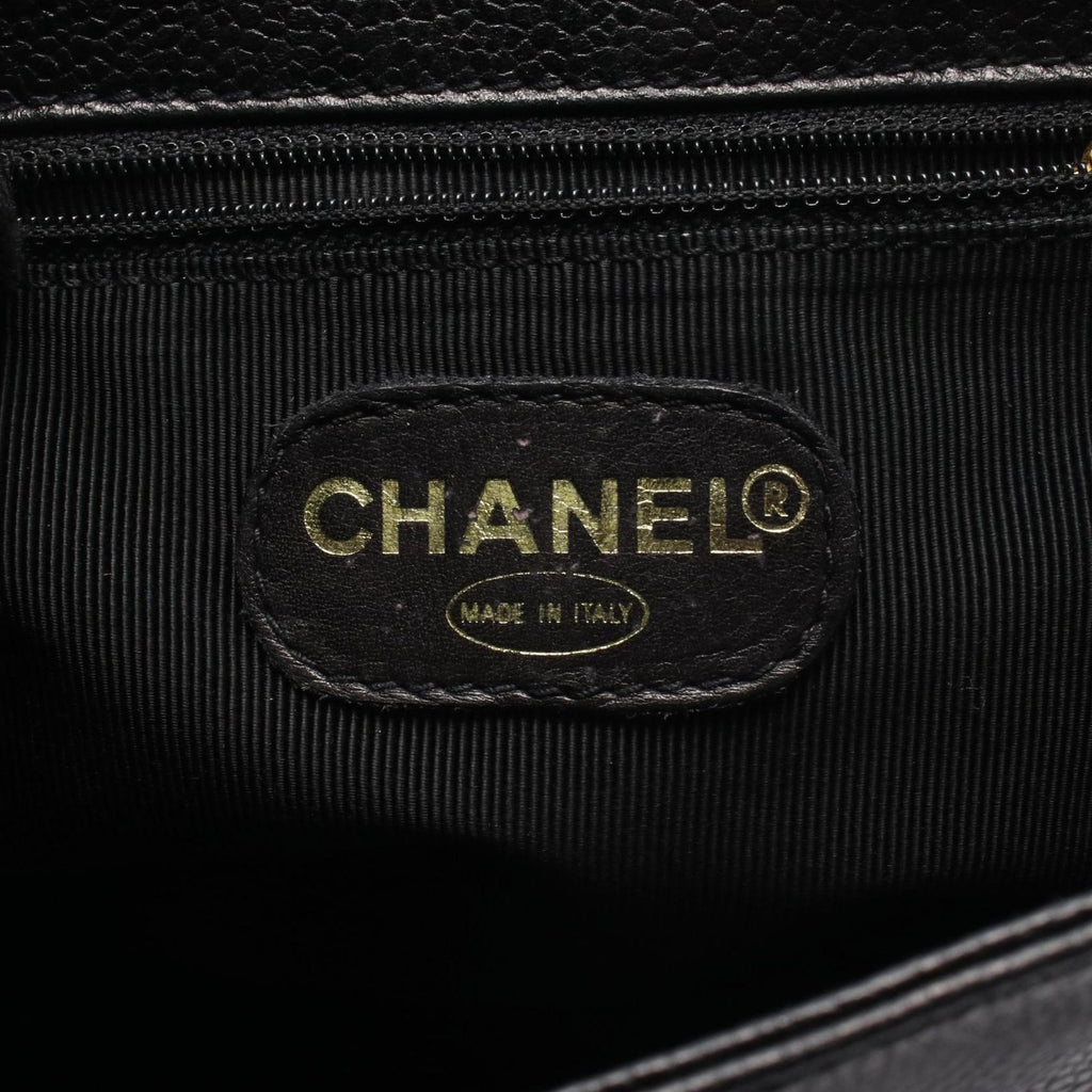 Chanel Backpack Triple CC Logo Black Caviar Leather Coco — view 4