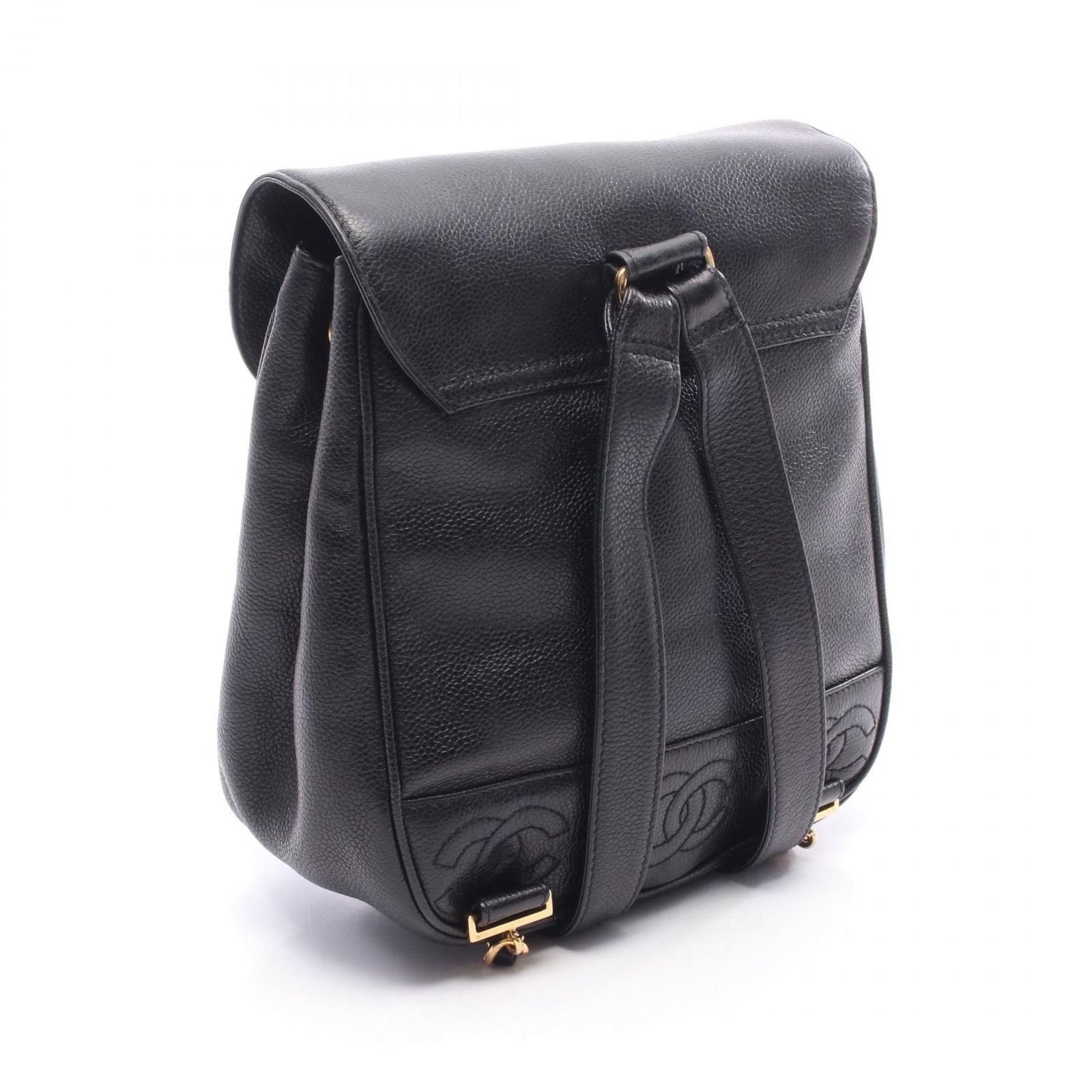 Chanel Backpack Triple CC Logo Black Caviar Leather Coco — view 2