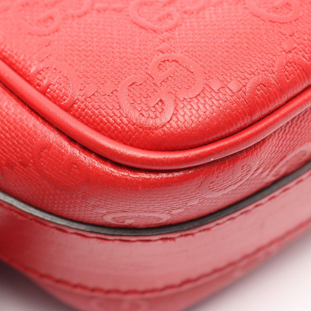 Gucci Shoulder Bag Diamante Red Leather — view 5