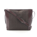 Celine Shoulder Bag Macadam Brown Canvas Leather