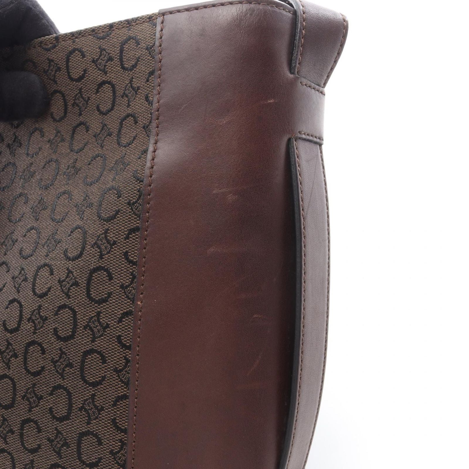 Celine Shoulder Bag Macadam Brown Canvas Leather — view 9