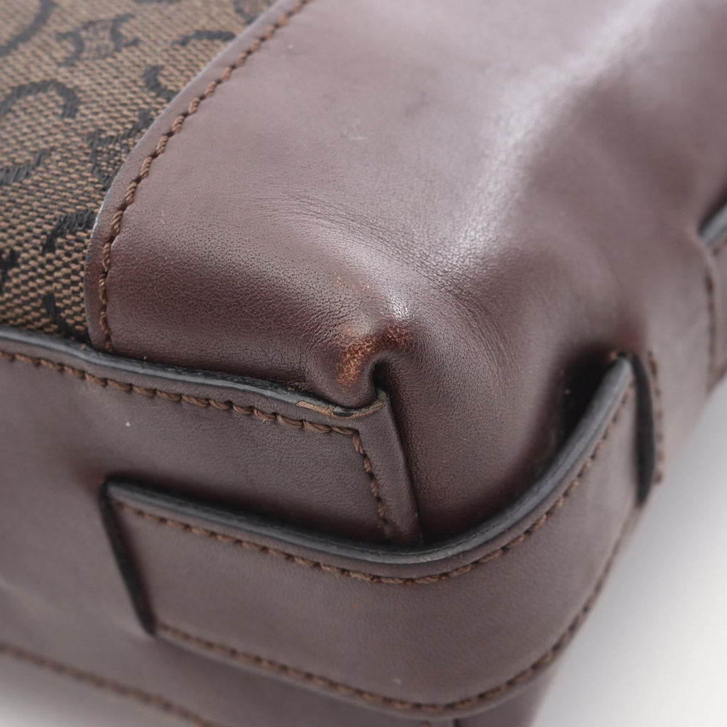 Celine Shoulder Bag Macadam Brown Canvas Leather — view 6