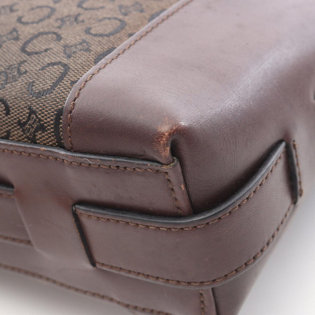 Celine Shoulder Bag Macadam Brown Canvas Leather — view 8