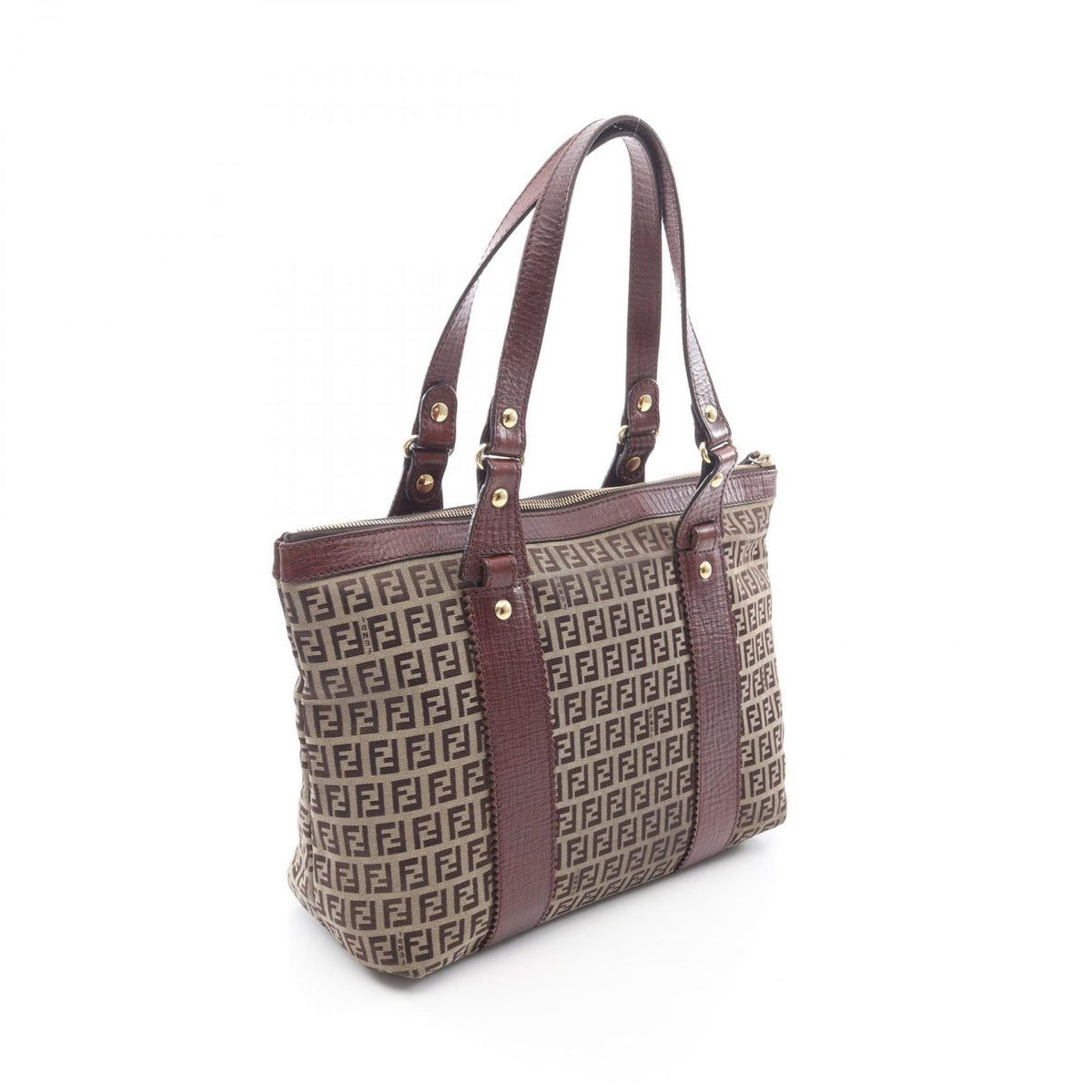 Fendi Tote Zucchino Beige Canvas Leather — view 2
