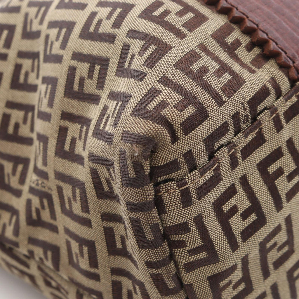 Fendi Tote Zucchino Beige Canvas Leather — view 6