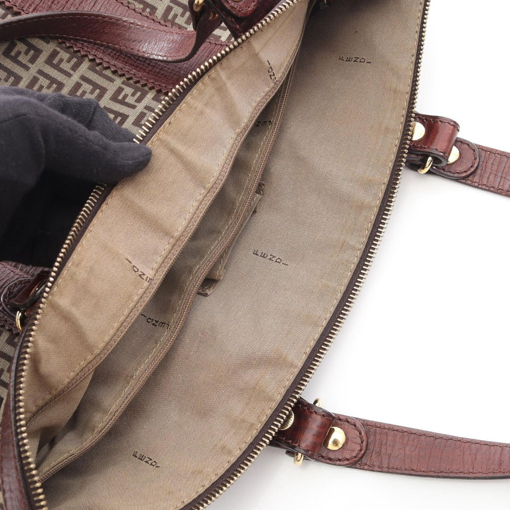Fendi Tote Zucchino Beige Canvas Leather — view 5