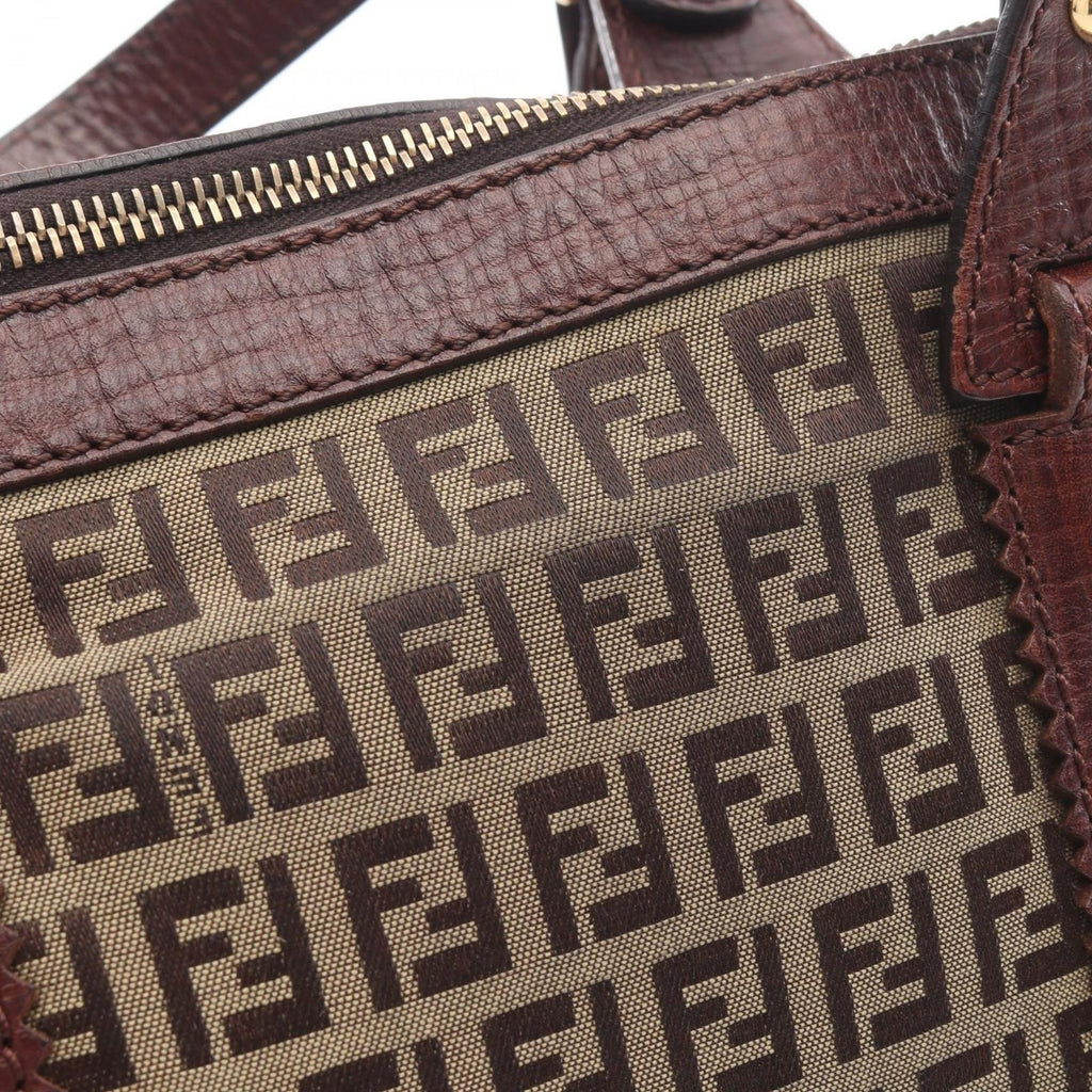 Fendi Tote Zucchino Beige Canvas Leather — view 8