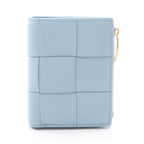 Bottega Veneta Bifold Wallet Small Cassette Maxi Intrecciato Light Blue Leather