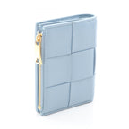 Bottega Veneta Bifold Wallet Small Cassette Maxi Intrecciato Light Blue Leather — view 2