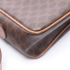 Celine Shoulder Bag Macadam Dark Brown Canvas Leather — view 7