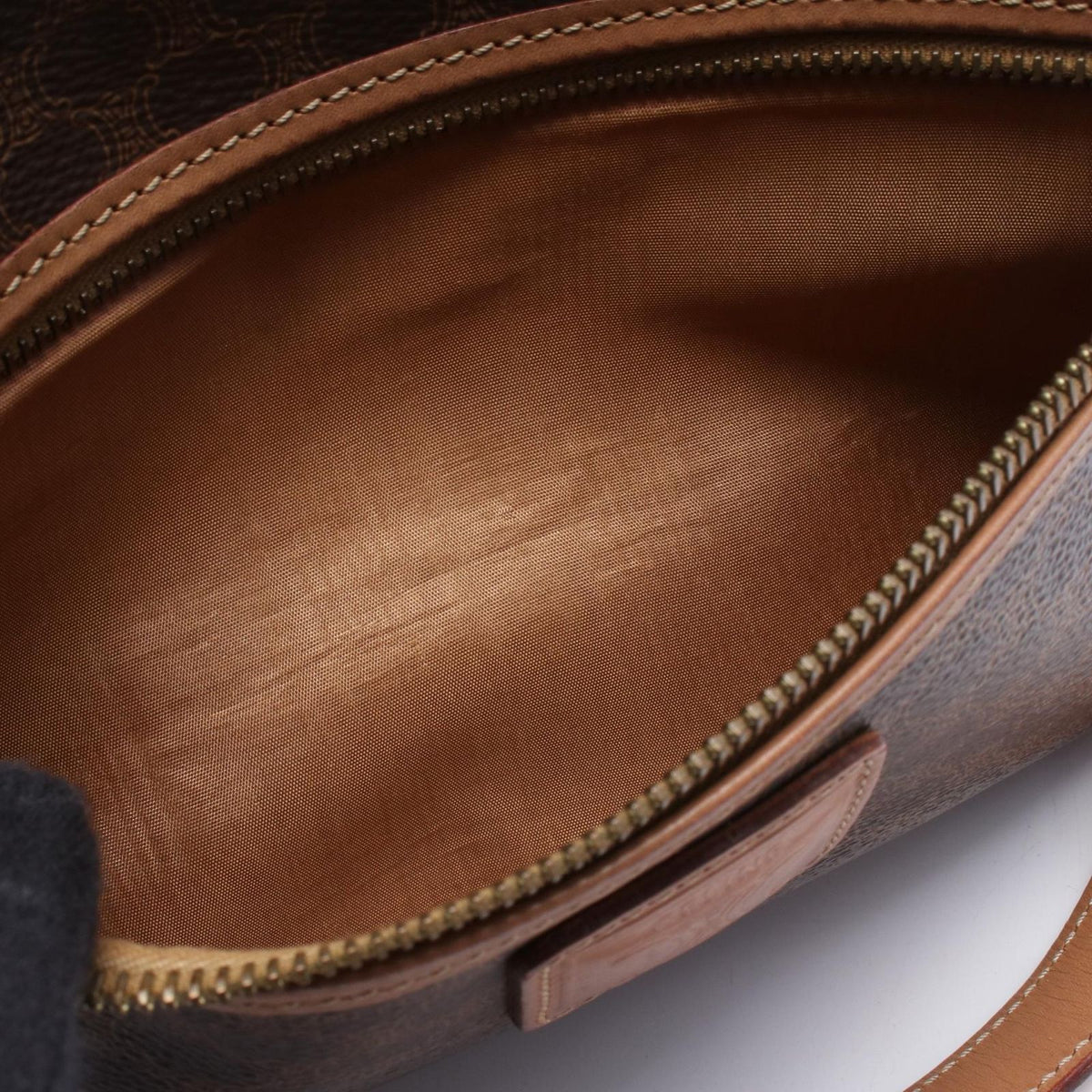 Celine Shoulder Bag Macadam Dark Brown Canvas Leather — view 5