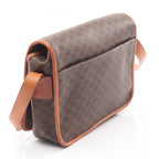 Celine Shoulder Bag Macadam Circle Logo Dark Brown Canvas Leather — view 2