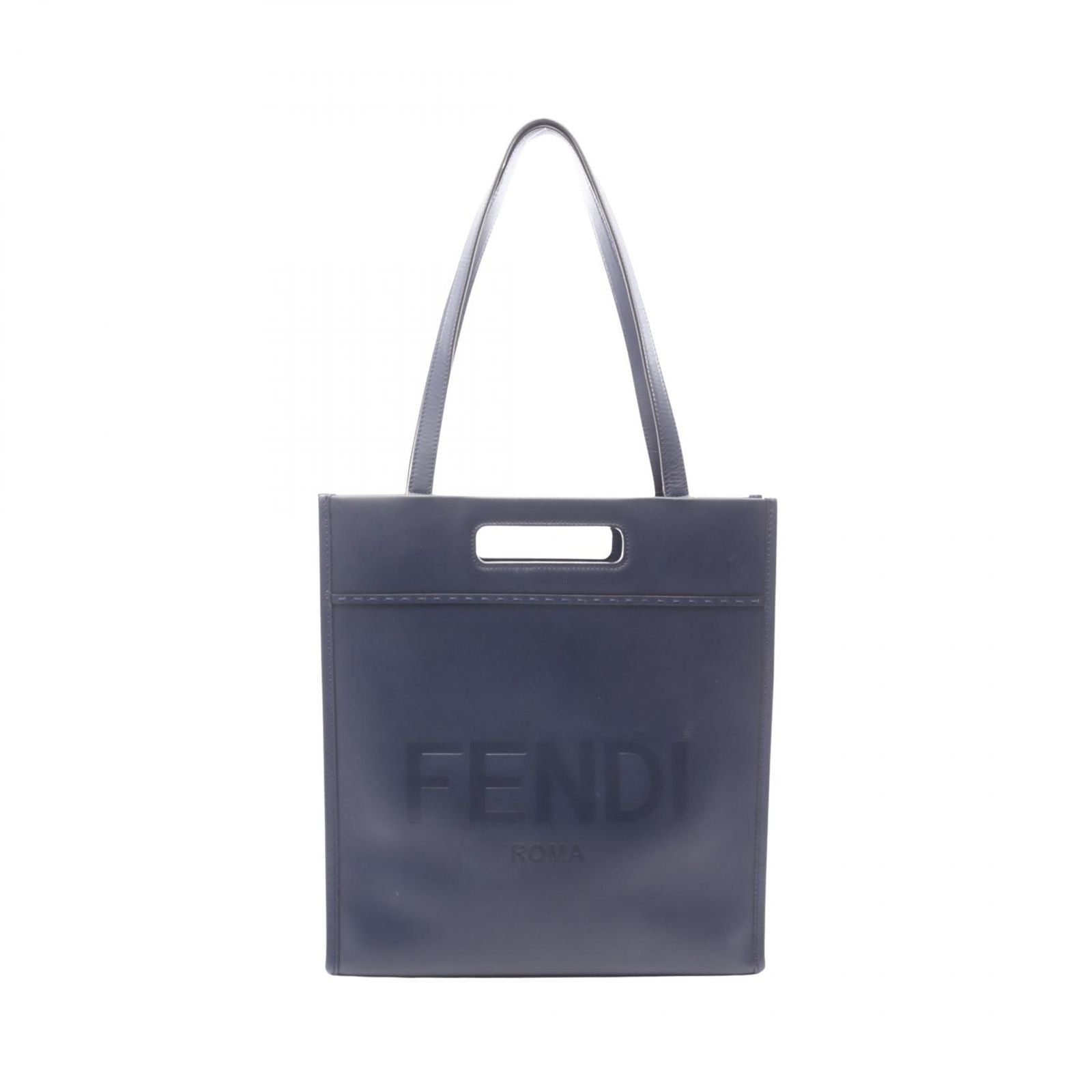 Fendi Tote Shopping Navy Leather 2-Way
