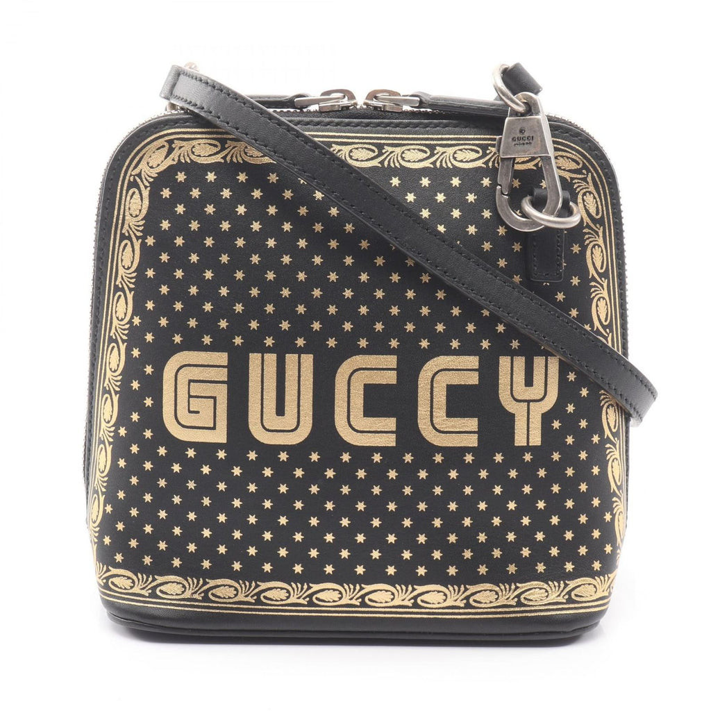 Gucci Shoulder Bag Guccy Sega Black Gold Leather Mini