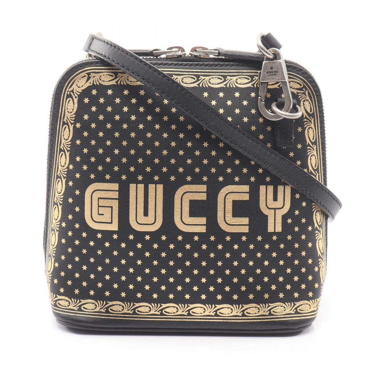Gucci Shoulder Bag Guccy Sega Black Gold Leather Mini