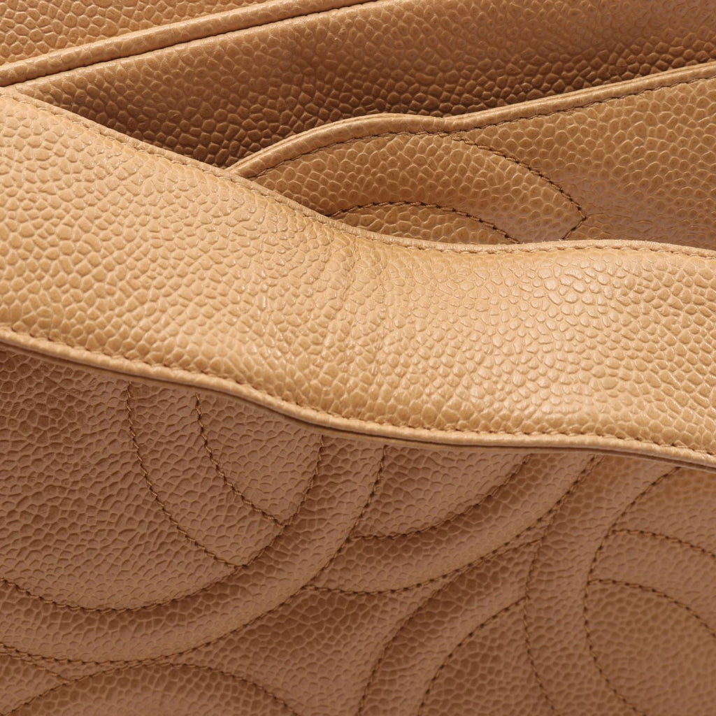 Chanel Shoulder Bag Triple CC Logo Beige Caviar Leather Coco — view 9
