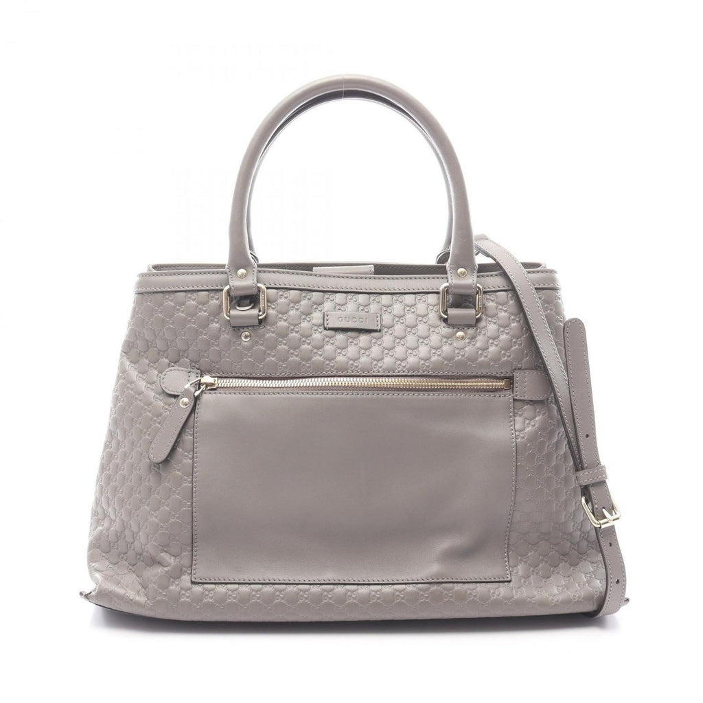 Gucci Handbag Micro Guccissima 2-Way Gray Leather