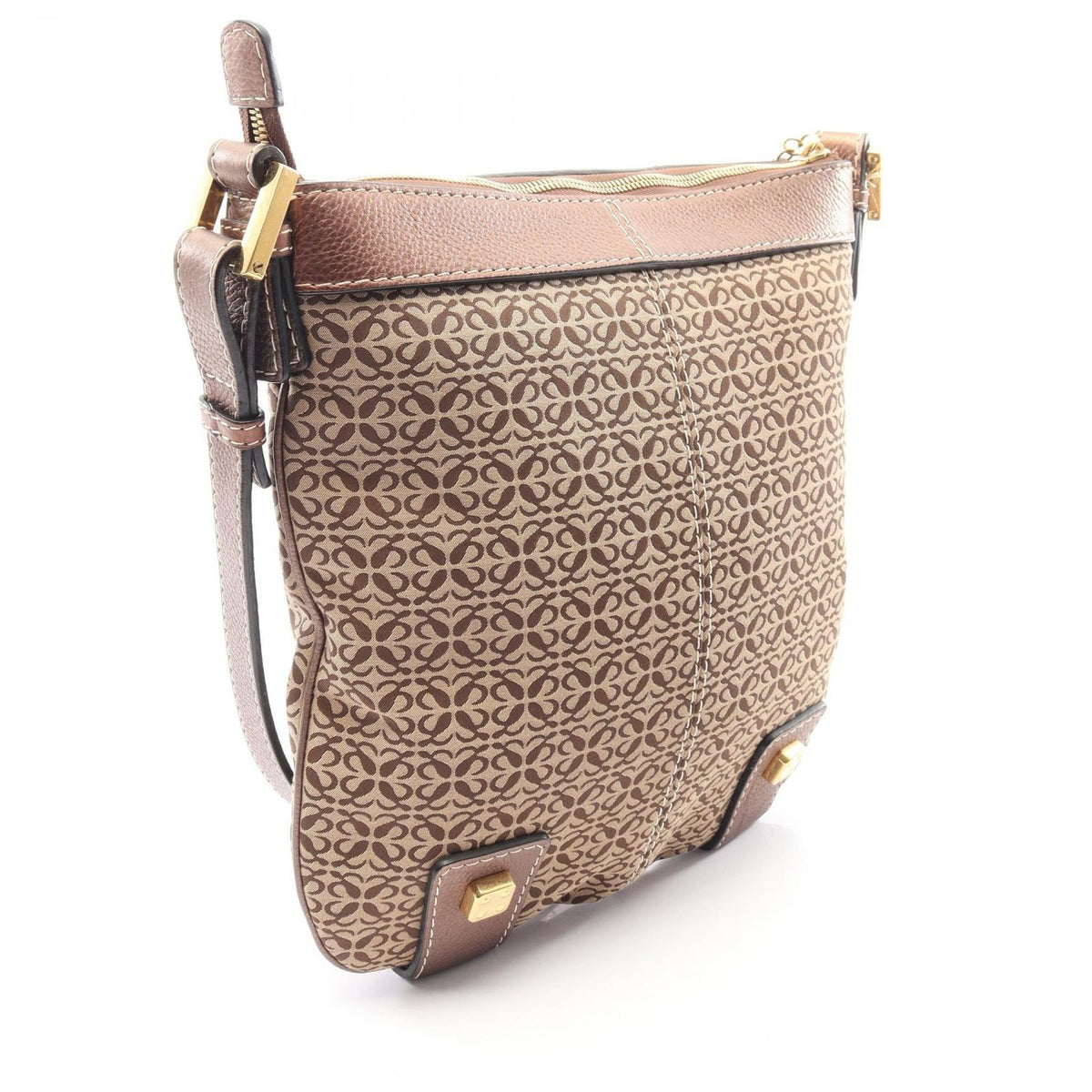Loewe Shoulder Bag Anagram Brown Canvas Leather — view 2
