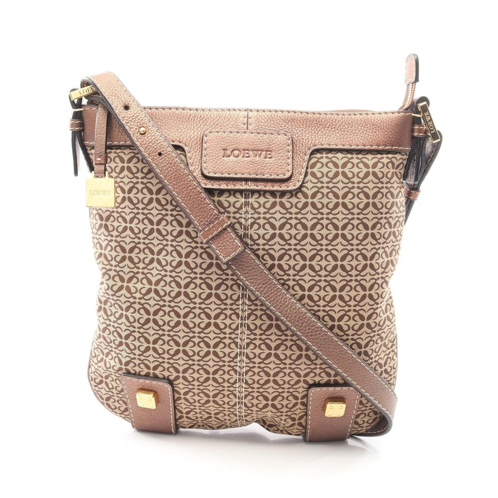 Loewe Shoulder Bag Anagram Brown Canvas Leather