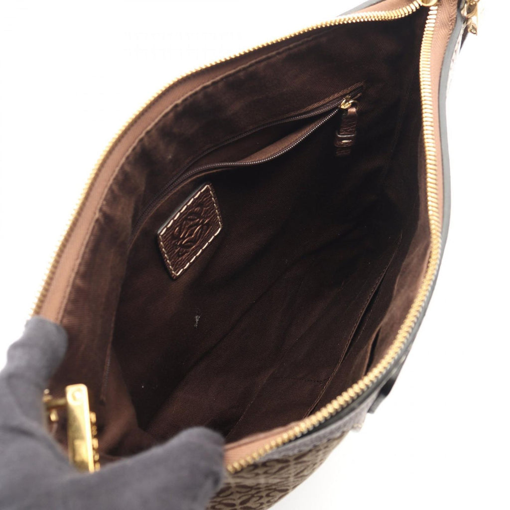 Loewe Shoulder Bag Anagram Brown Canvas Leather — view 3