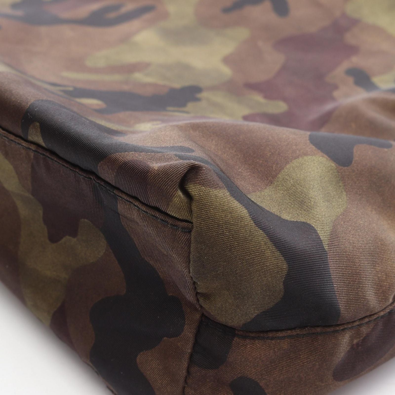 Prada Tote Camouflage 2-Way Khaki Nylon Saffiano Leather Triangle Logo — view 5