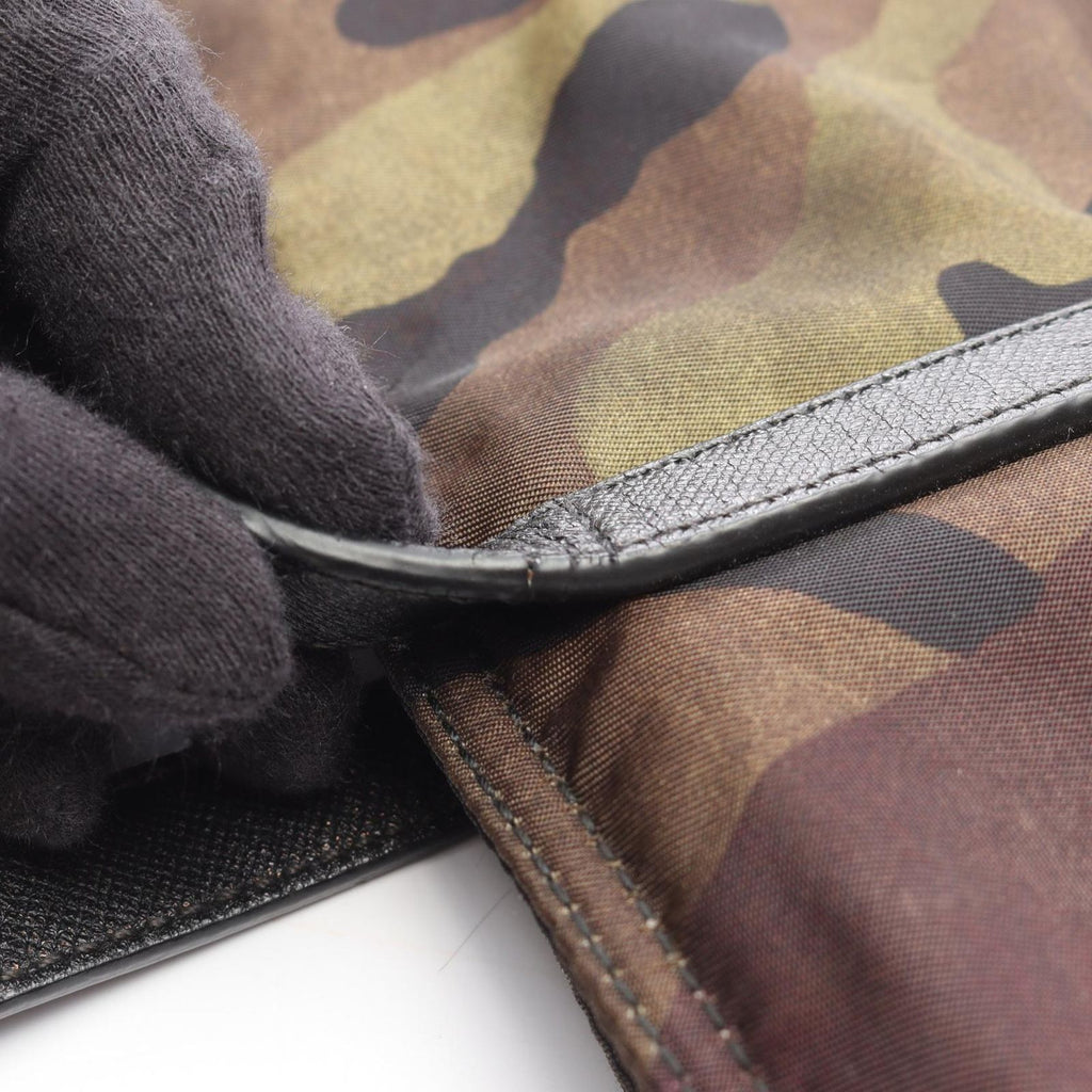 Prada Tote Camouflage 2-Way Khaki Nylon Saffiano Leather Triangle Logo — view 6