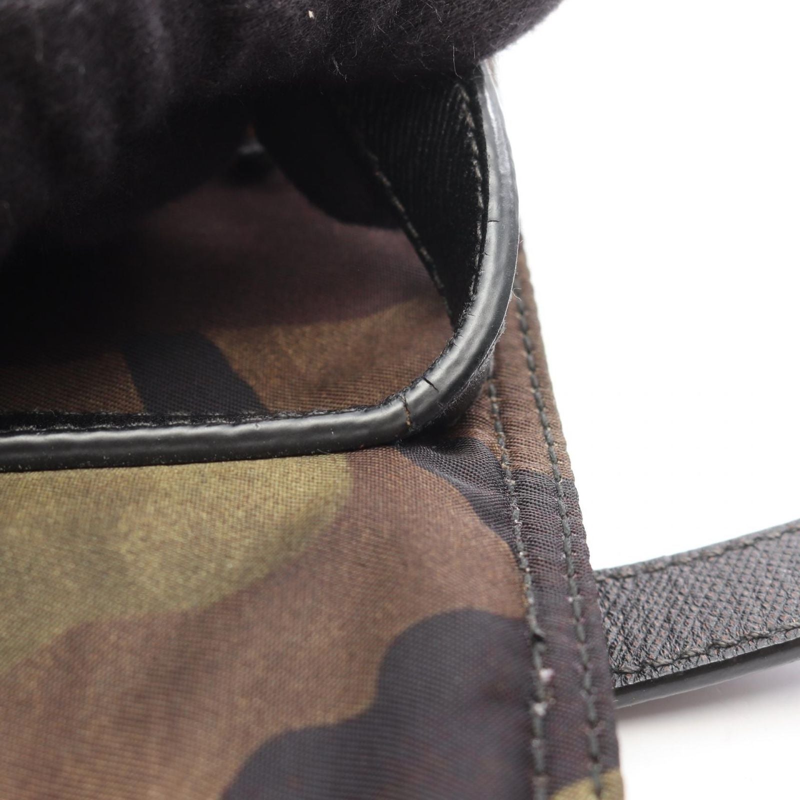 Prada Tote Camouflage 2-Way Khaki Nylon Saffiano Leather Triangle Logo — view 7