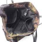 Prada Tote Camouflage 2-Way Khaki Nylon Saffiano Leather Triangle Logo — view 3