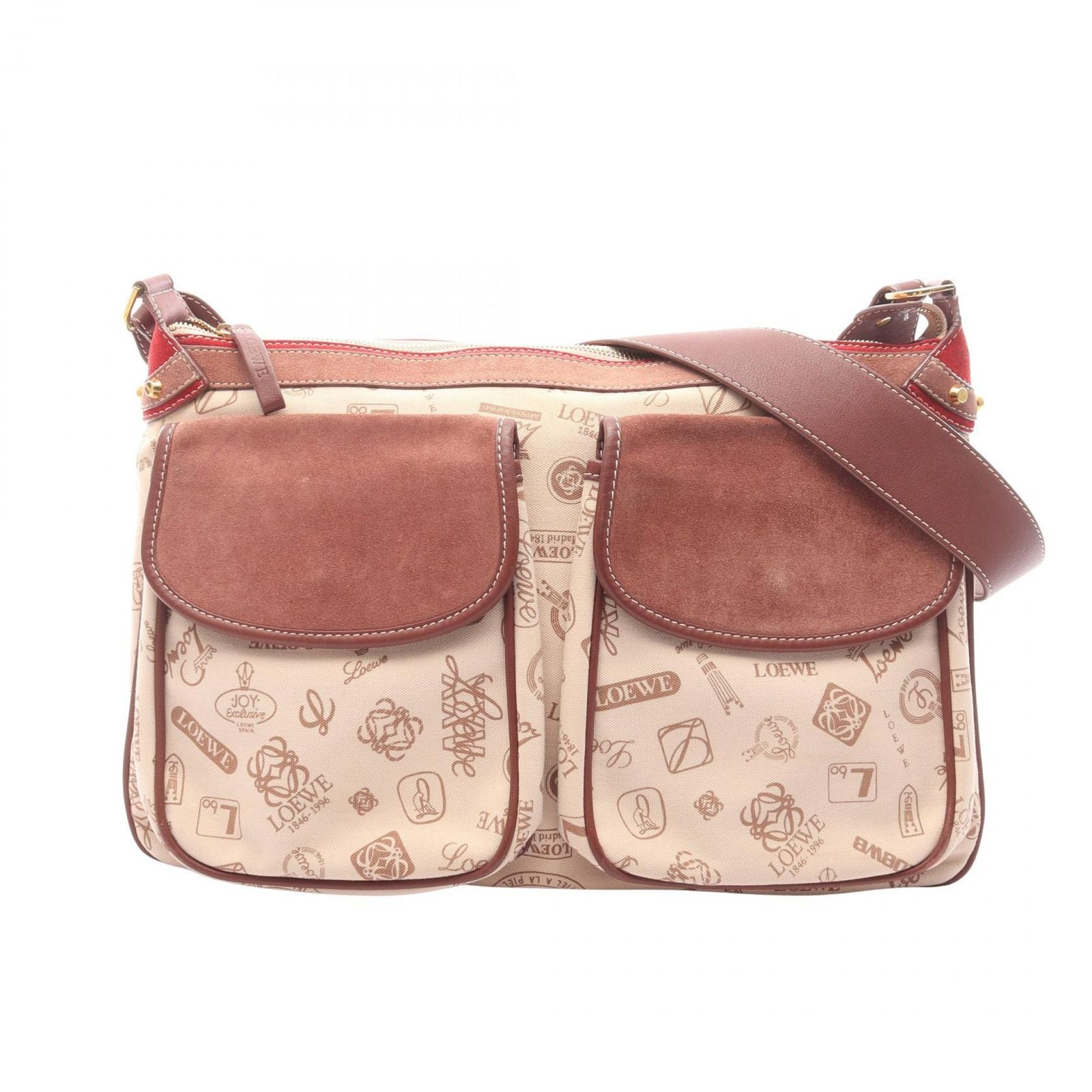 Loewe Shoulder Bag Anniversary Beige Canvas Suede