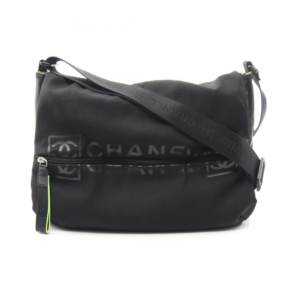 Chanel Shoulder Bag Sports Line CC Logo Black Nylon Rubber