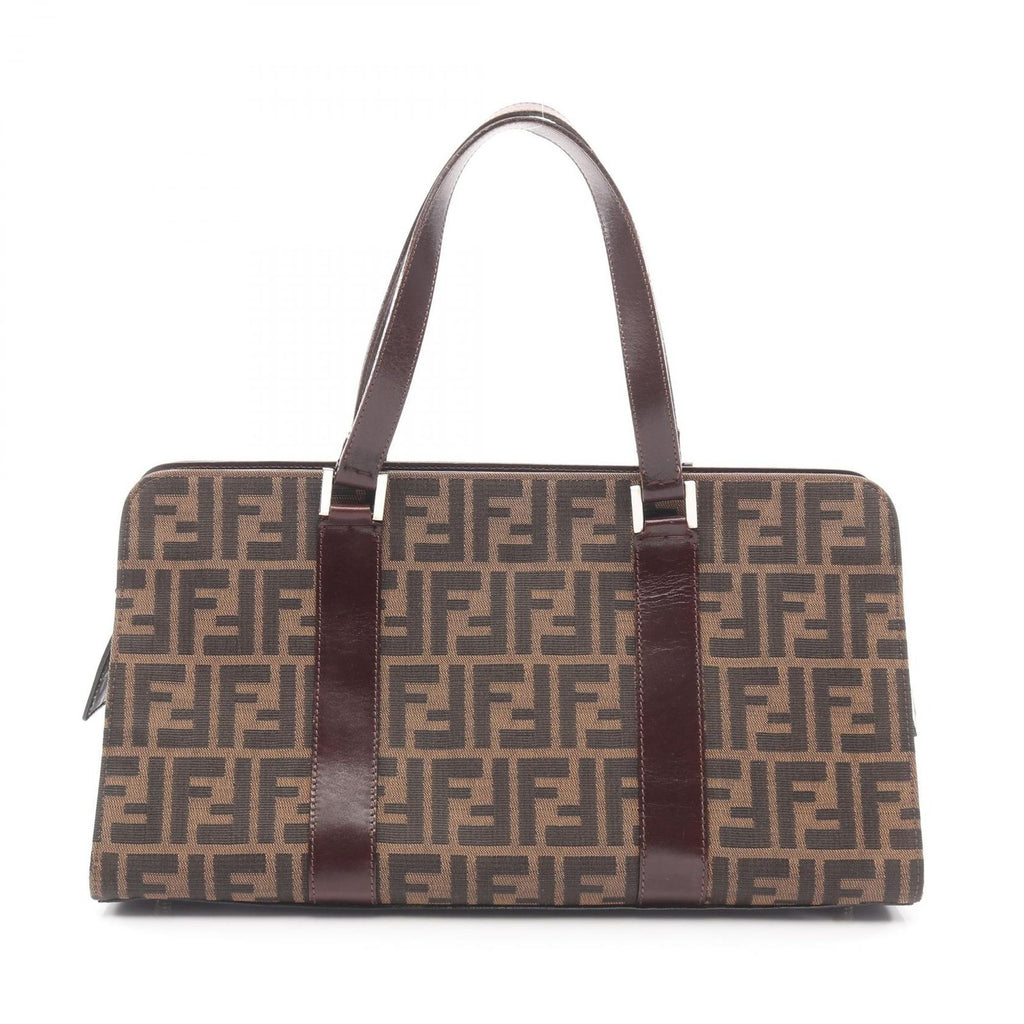 Fendi Handbag Zucca Brown Canvas Leather