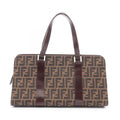 Fendi Handbag Zucca Brown Canvas Leather