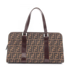 Fendi Handbag Zucca Brown Canvas Leather